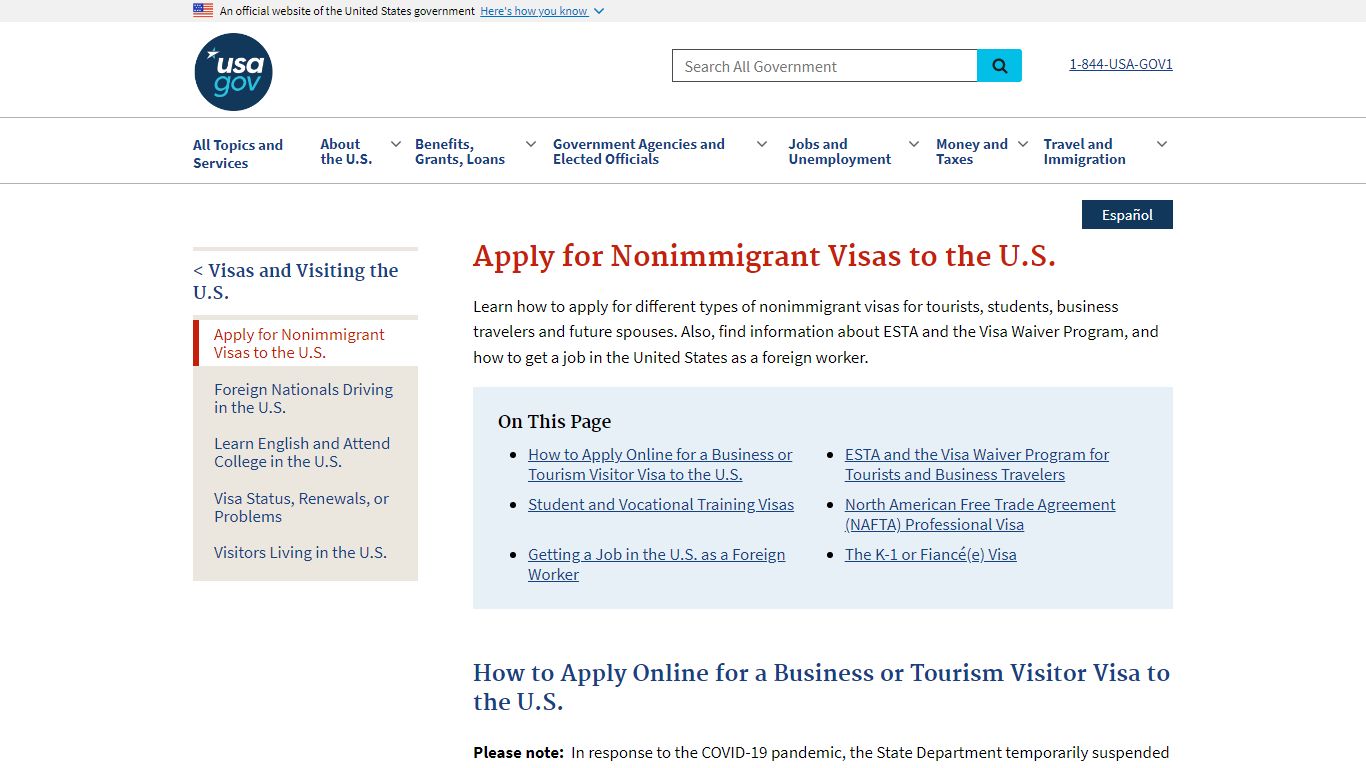 Apply for Nonimmigrant Visas to the U.S. | USAGov